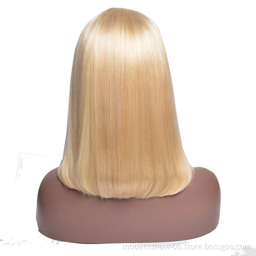 wholesale short 14 inch bob wig 613 blond lace front wig,150%  Density lace front wigs human hair